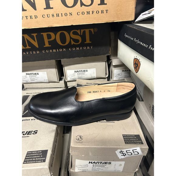 Vintage Hartjes‎ Women's Mary Jane Flats In Black Leather 30462 - Picture 2 of 4